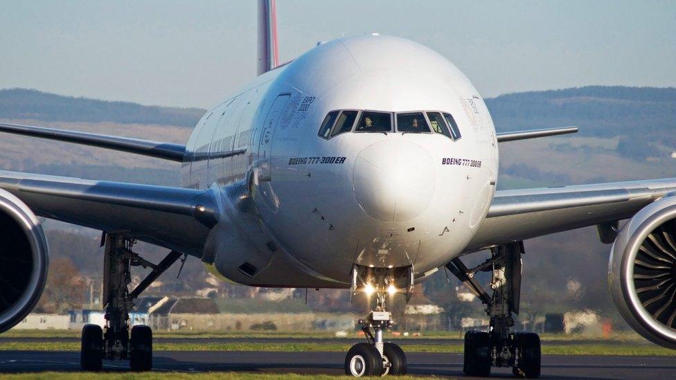 Emirates 777 at Glasgow Airport