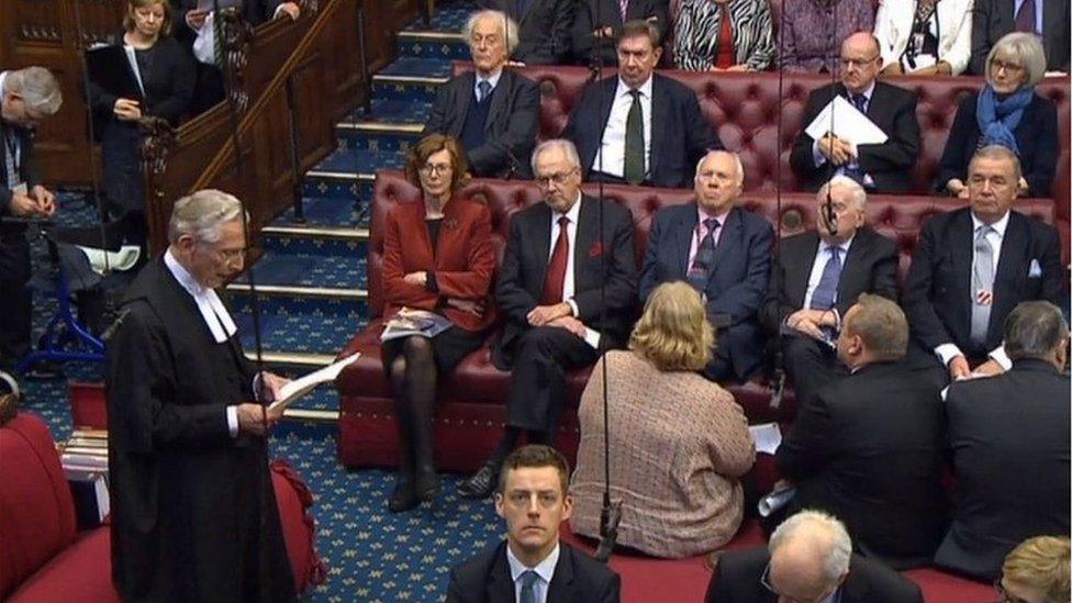 Lords Speaker Lord Fowler addressing peers