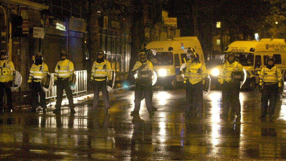 Police take to the streets in the second night of trouble in Birmingham