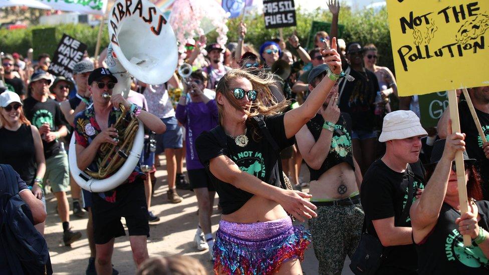 Extinction Rebellion march at Glastonbury Festival