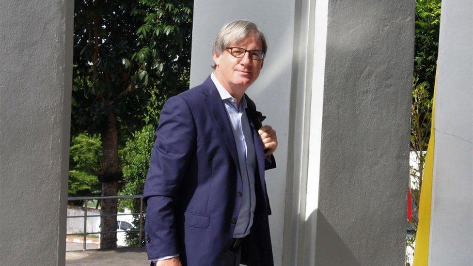 BBC foreign correspondent Jonathan Head arrives at court to fight defamation charges brought against him by a Thai lawyer in Phuket on 23 August 2017.