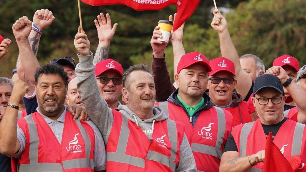 Unite members stand on picket line at Port of Felixstowe