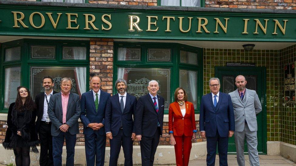 Dignitaries outside Rovers Return