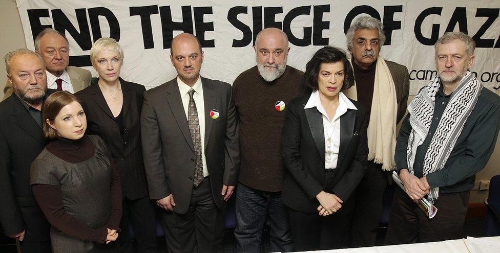 Jeremy Corbyn as part of a group against Israeli settlement of Gaza in 2009