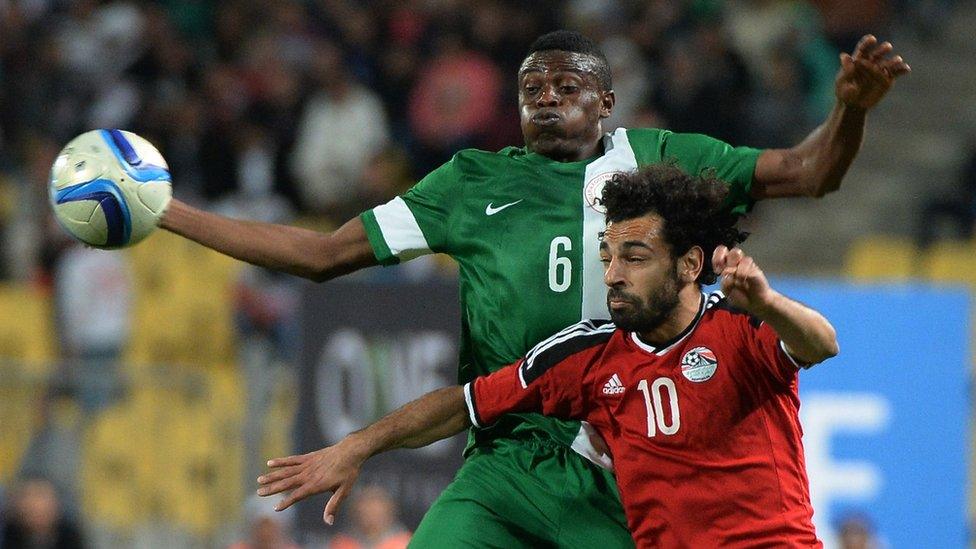 Egypt's Mohamed Saleh (right) and Nigeria's Stanley Amuzie