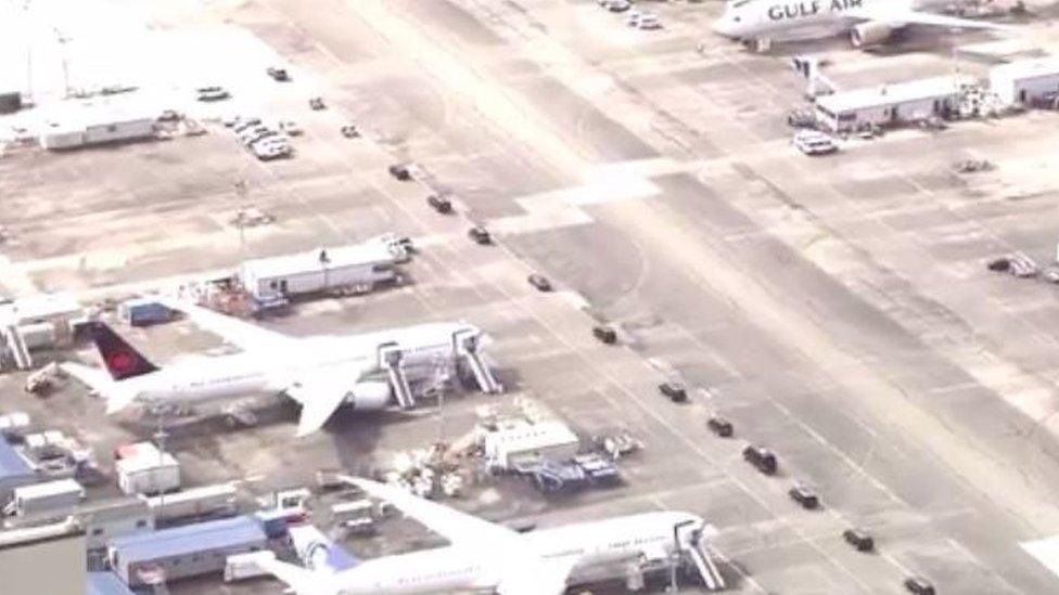 The prince's massive entourage motorcade crept through the Seattle airport earlier this week