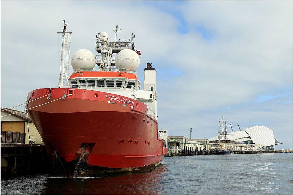 The 'Fugro Equator' returns to Fremantle Harbour for resupply on 12 August 2015 in Fremantle, Australia.