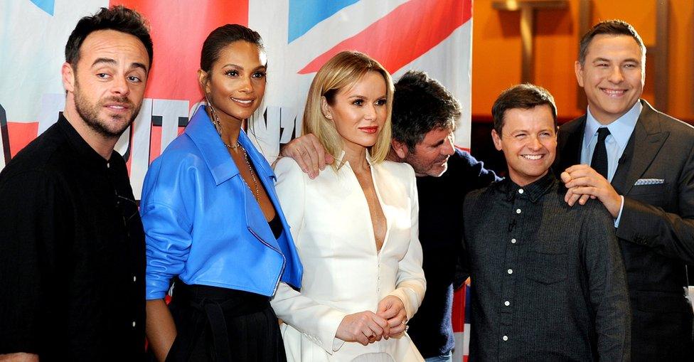 Ant McPartlin with Alesha Dixon, Amanda Holden, Simon Cowell, Declan Donnelly and David Walliams