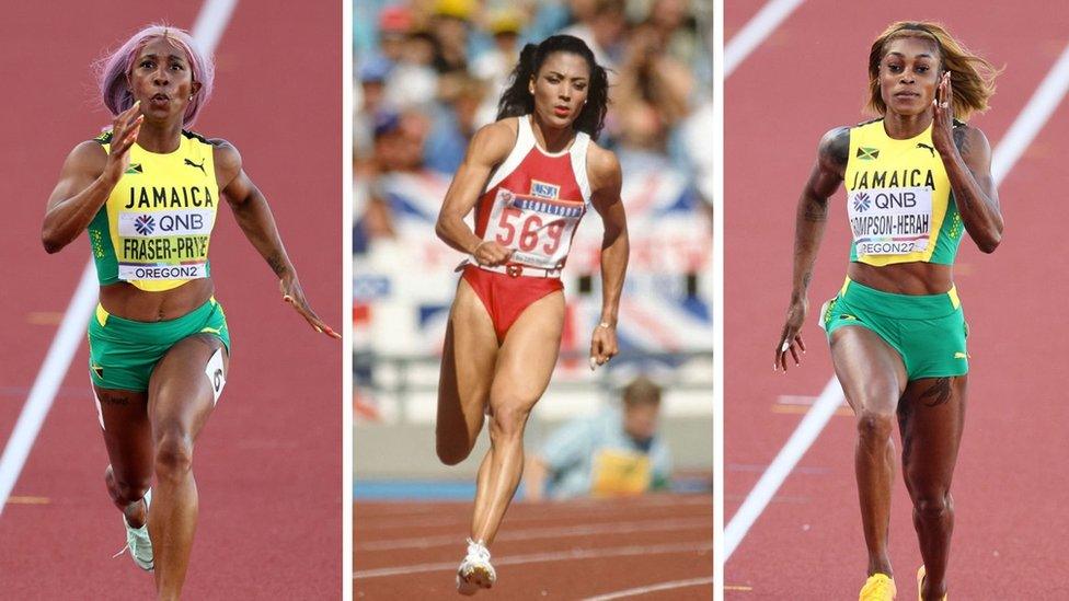 Shelly-Ann-Fraser-Pryce-Florence-Griffith-Joyner-and-Elaine-Thompson-Herah.