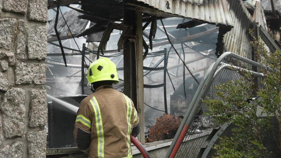 Firefighter tackles blaze