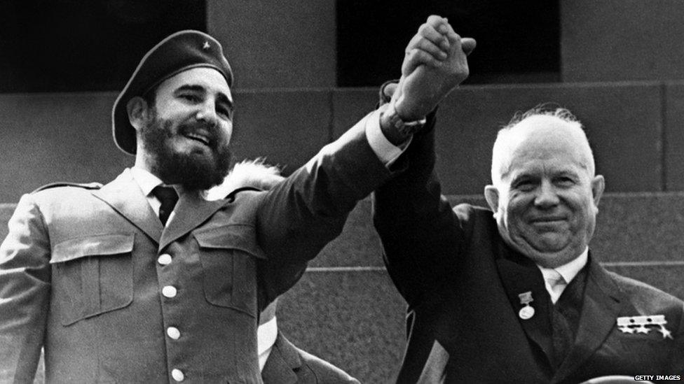 Fidel Castro and Nikita Khrushchev