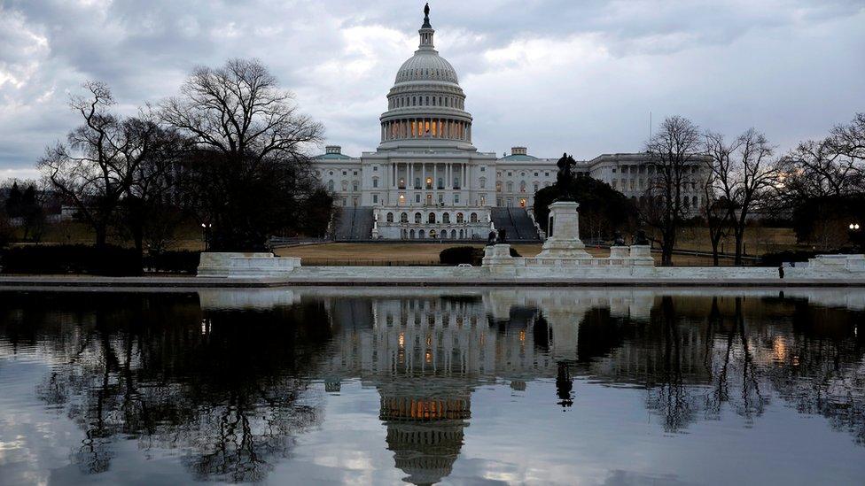 US Capitol under cloudy skies