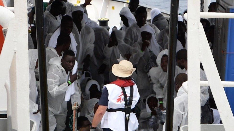 Migrants on board the Aquarius