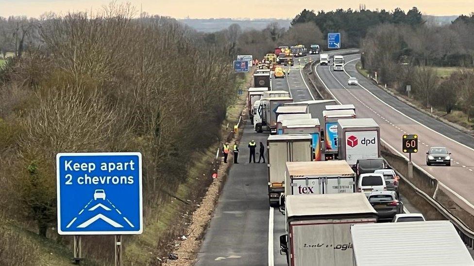 M11 lorry fire