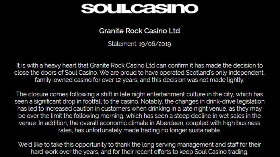 Soul Casino statement