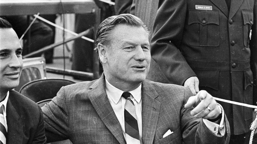 American Republican politician Governor Nelson Aldrich Rockefeller (1908 - 1979) at the signing of the Immigration Bil