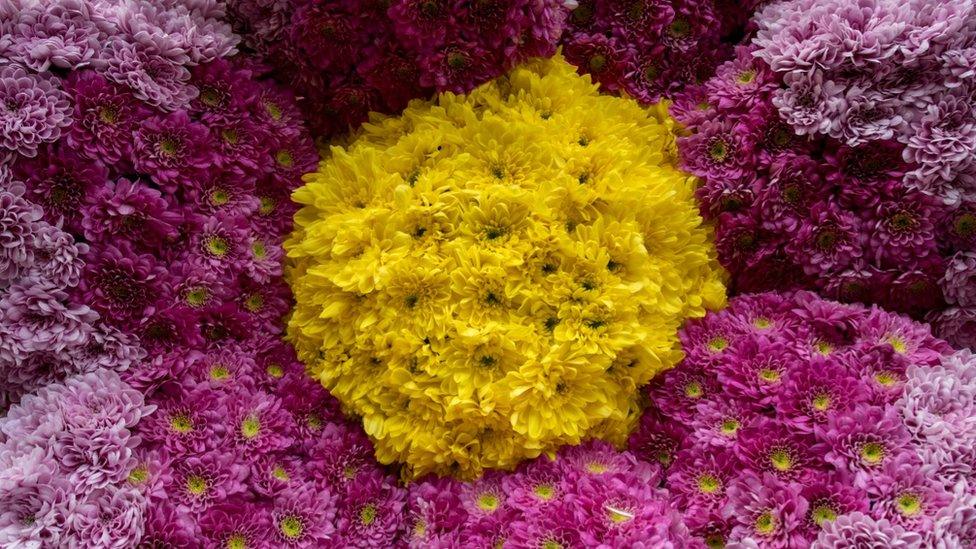 A giant flower, made up of smaller flowers, at 2018 event