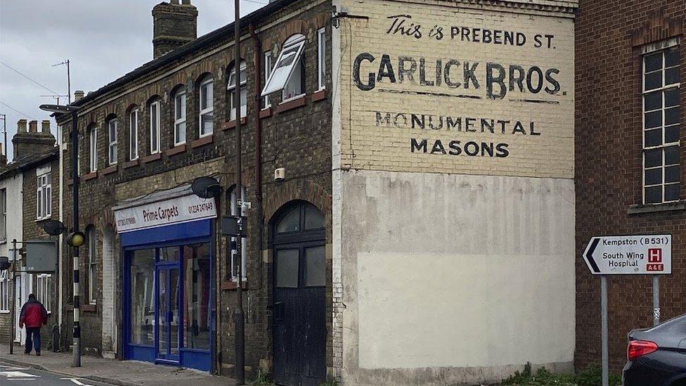 Ghost sign for Garlick Brothers on Prebend Street, Bedford