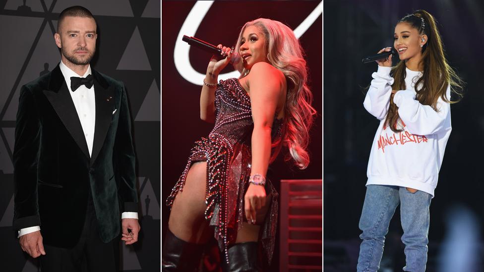 Justin Timberlake, Cardi B, Ariana Grande