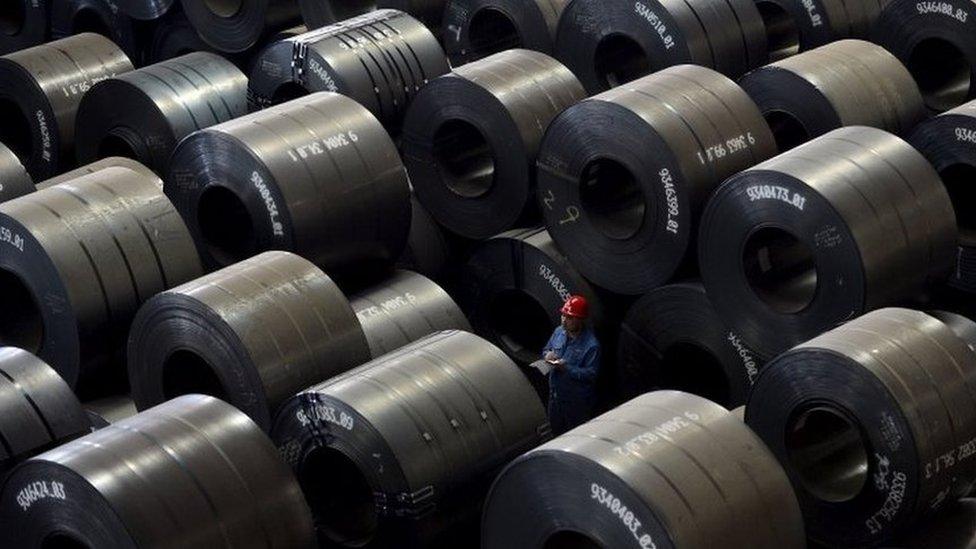 Inside a steel export factory in Taiyuan, China