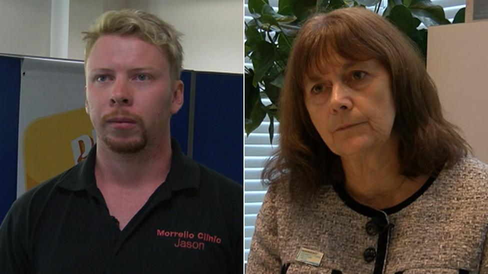 Exercise physiologist Jason King and Barbara Locke, director of Parkinson's UK in Wales