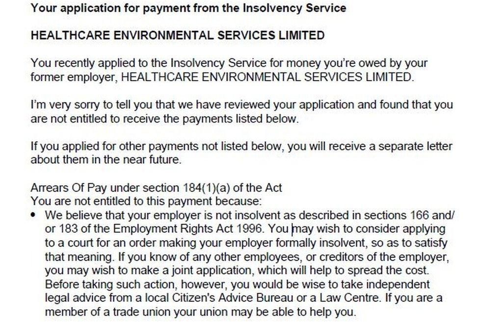 Email from the Insolvency Service