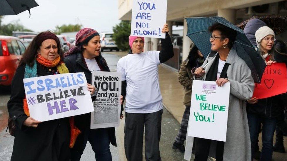 Supporters outside the court in Cyprus