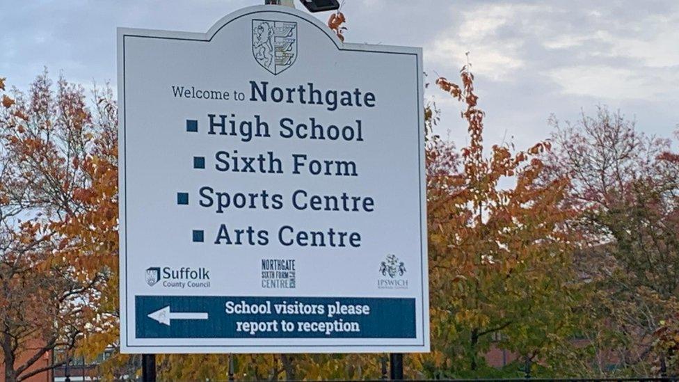 Northgate High School sign in Ipswich