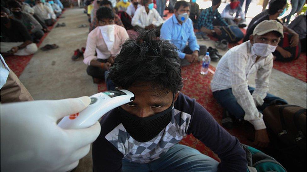 A man in a quarantine centre in India