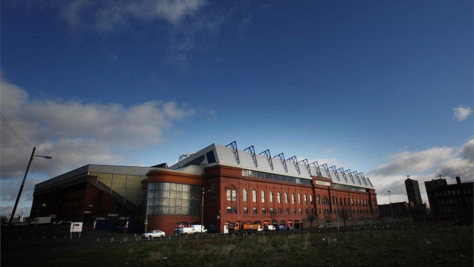 A general view of Ibrox Stadium, home of Rangers FC in Glasgow