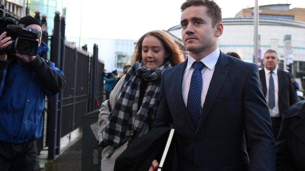 Paddy Jackson arriving at Belfast Crown Court