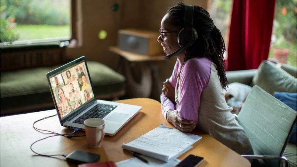 Woman working from home