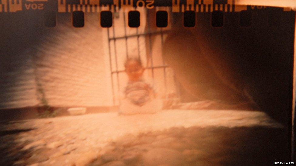 A pinhole photograph of a toddler