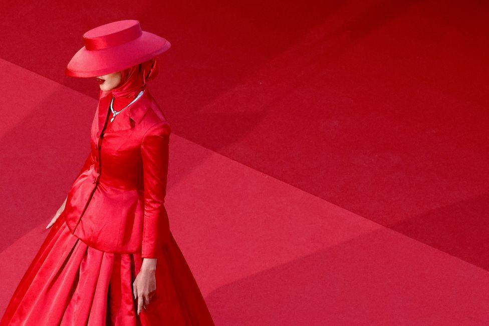 Rawdah Mohamed poses on the red carpet during arrivals for the screening of film "Marcello Mio" in competition at the 77th Cannes Film Festival in Cannes, France, May 21, 2024.