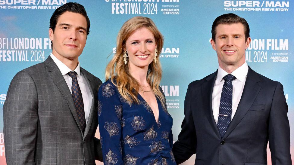 Will Reeve, Alexandra Reeve Givens and Matthew Reeve attend a screening of "Super/Man: The Christopher Reeve Story" during the 68th BFI London Film Festival at BFI IMAX Waterloo on October 14, 2024 in London, England