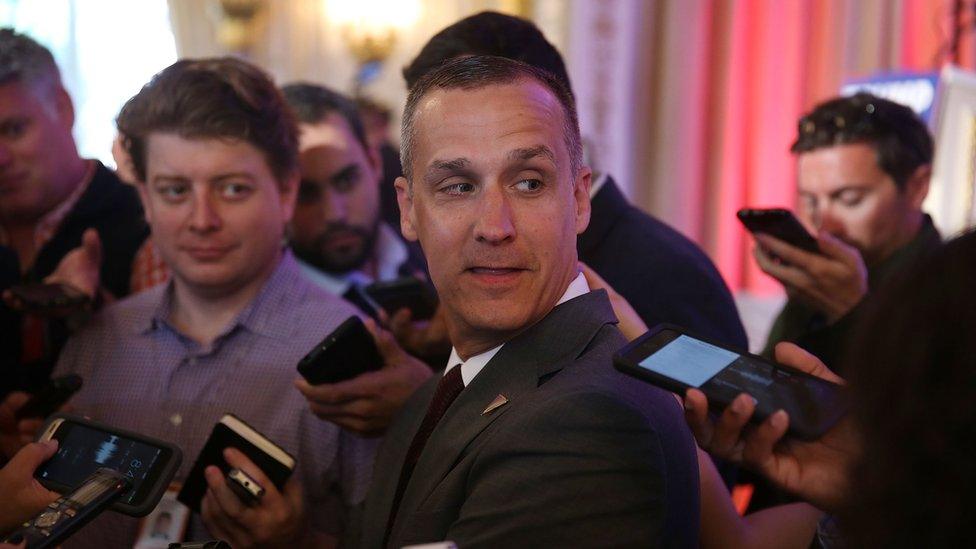 Corey Lewandowski pictured on Donald Trump's campaign trail, 11 March 2016