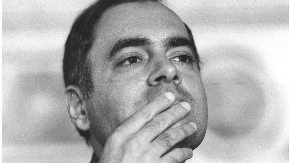 Rajiv Gandhi during an official visit to France