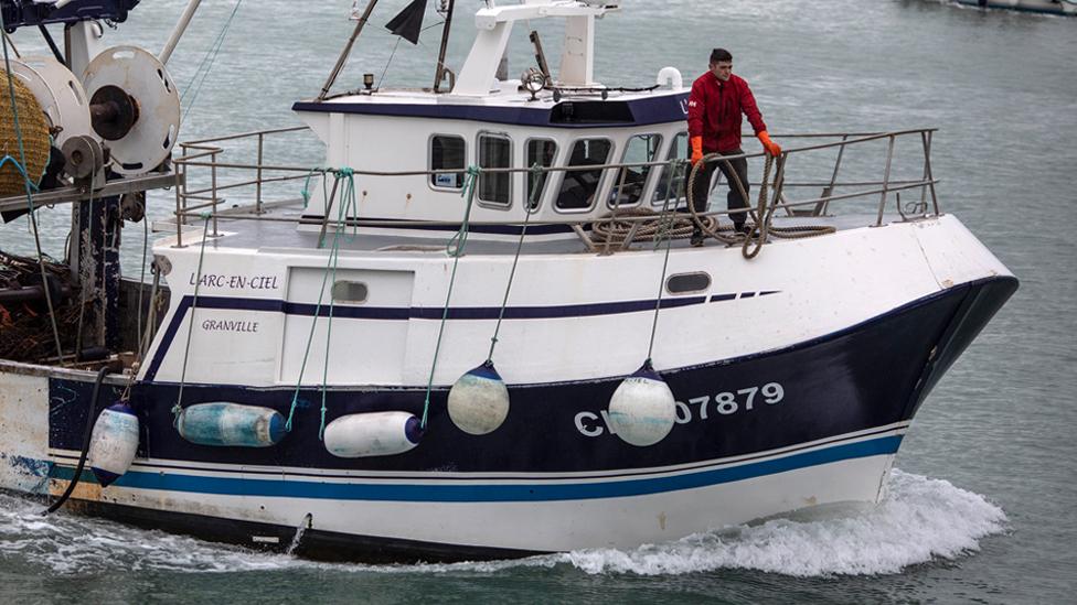 File picture of a French fisherman returning after protests in Jersey's waters