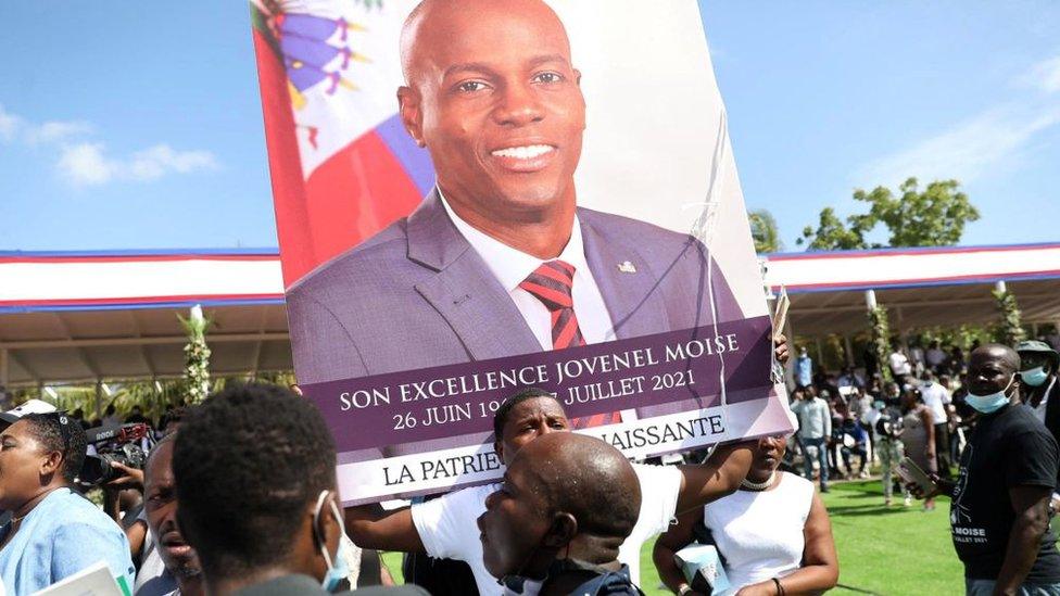 Mourners attend the funeral of slain Haitian President Jovenel Moïse on July 23, 2021, in Cap-Haitien, Haiti, the main city in his native northern region.