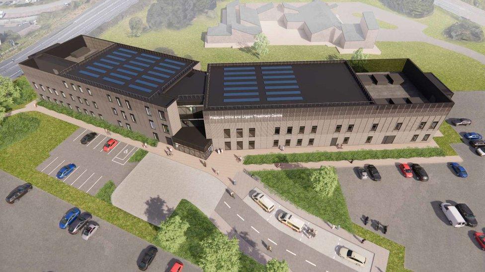 Aerial shot of artists impression of new urgent treatment centre (UTC) and fracture clinic