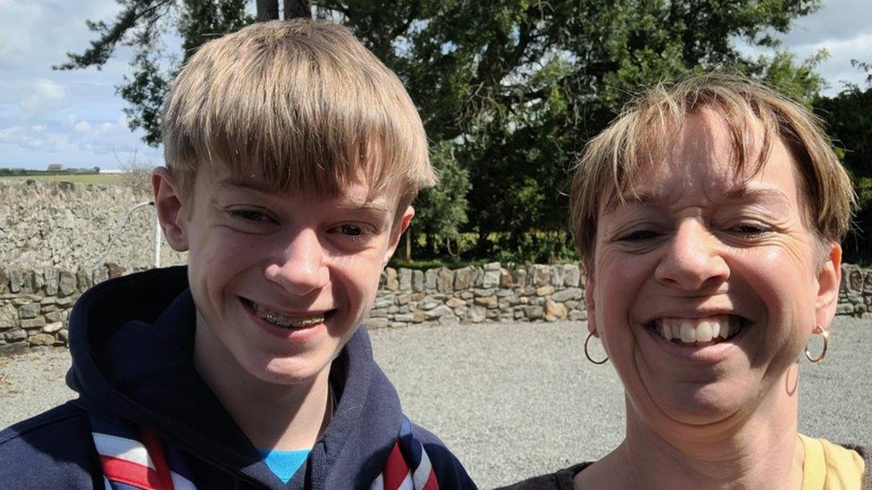 Photo of Iestyn Seiriol and his mum Sara Roberts