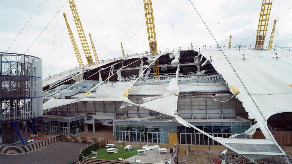 Damaged O2 arena