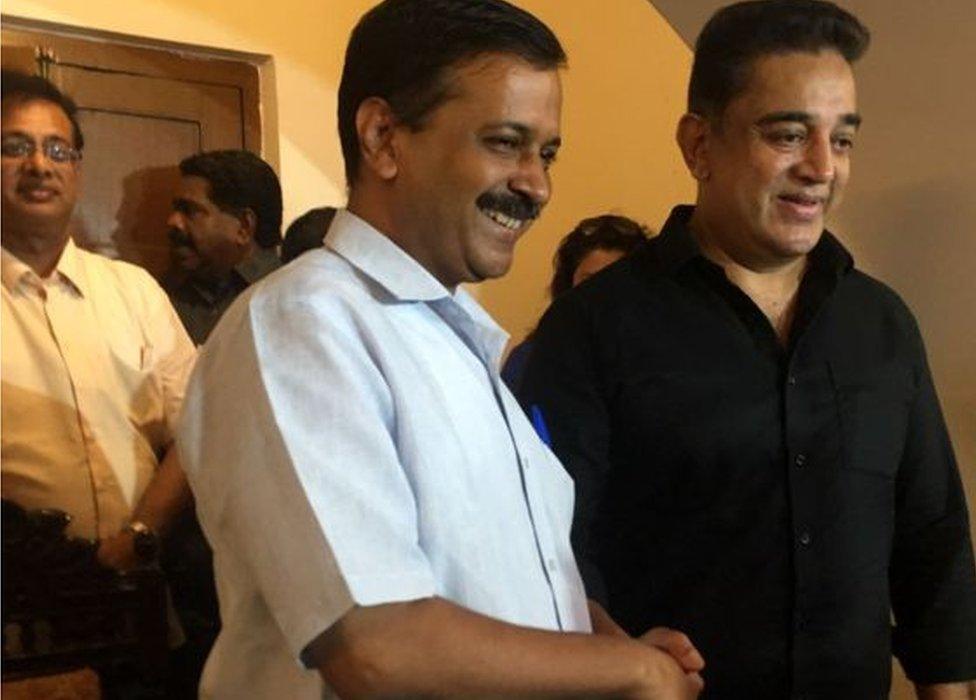 Kamal Haasan and Delhi chief minister Arvind Kejriwal