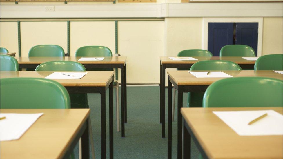 Empty school desks