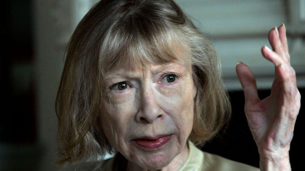 Joan Didion in her New York apartment