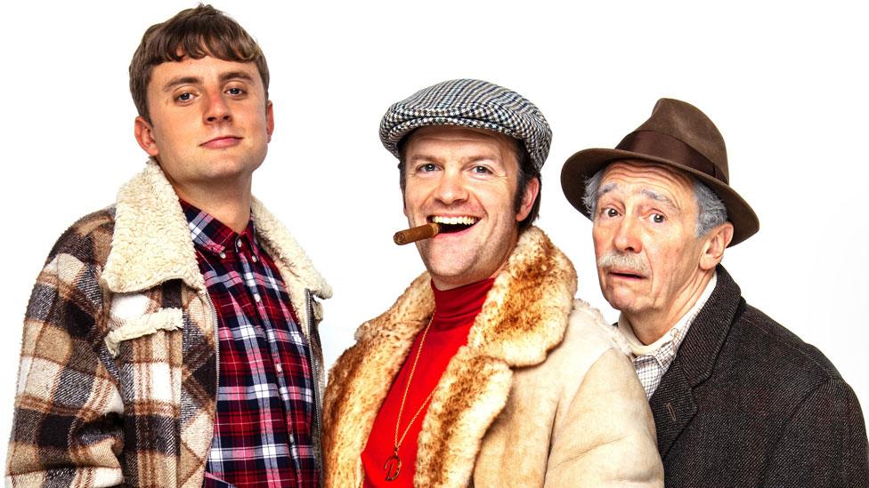 Ryan Hutton, Tom Bennett and Paul Whitehouse as Rodney, Del Boy and Grandad