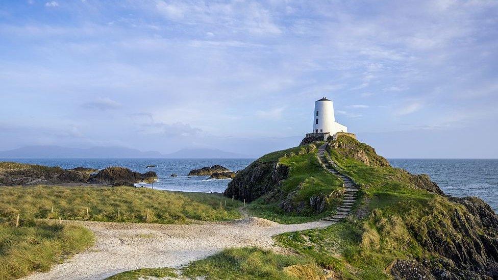 A view of Llanddwyn lighthouse