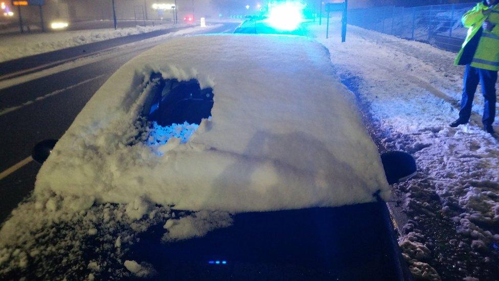 Snow-covered windscreen