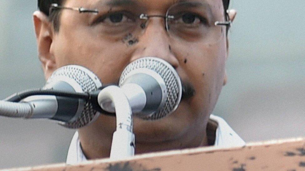 An ink splattered Arvind Kejriwal in Delhi on Sunday