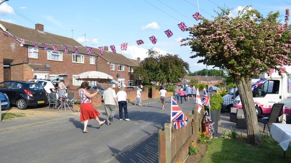 Street doing a conga on VE day